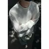 Camiseta de manga larga con retazos retro, adecuada para primavera y otoño, con cuello redondo, estilo americano, moderna, corte holgado, a la moda y un nuevo diseño para ropa de hombre