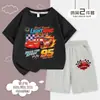 Ropa para Niños Cars Rayo McQueen Conjunto Deportivo Casual de Verano de Dos Piezas con Pantalón Corto de Manga Corta