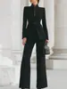 Conjunto de Dos Piezas para Mujer Europea y Americana 2026 Moda Independiente Blazer de Manga Larga Color Sólido con Bolsillo y un Botón + Pantalones de Traje Largos