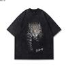 Camiseta de manga corta con estampado de anime, estilo vintage, lavado, estilo urbano europeo y americano, para hombre y mujer.