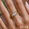 Anillo Jieding Estilo Europeo y Americano Acero Inoxidable Zircón Cubo de Azúcar Pequeño Acero de Titanio Sin Desvanecimiento Joyería Lujo Ligero Gama Alta Accesorios Transfronterizos