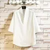 Verão 2026 Novo Estilo Chinês Roupas Masculinas Seda Gelada Casual Hanfu Estilo Japonês Tamanho Grande Tendência Camiseta Lisa para Homens