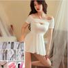 Lingerie Sexy Uniforme Tentação Gelo Seda Elástica Apertada Transparente Pijama Sexy Recortado Não Precisa Tirar Camisola Quente Desejo Puro