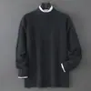 Suéter de Lana 100% Pura Engrosado Nuevo Otoño e Invierno Baicai Rong para Hombre, Cuello Semi Alto, Tejido Holgado, Suéter Pulóver Casual