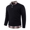 2025 Nuevo Estilo Otoño e Invierno Amazon Suéter Falso de Dos Piezas con Cuello de Camisa para Hombre, Tejido Suelto, Manga Larga de Moda