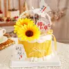 Decoración de Pastel para el Día del Maestro 2025 Girasol Adornos de Girasol Gratitud al Maestro Flores de Durazno y Ciruelo Eternas en Todo el Mundo Enchufe