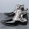 65908 Botines Chelsea para Hombre Punta Puntiaguda Charol Brillante Botas Martin Aumentan la Altura Botines hasta el Tobillo Formal de Negocios Caña Alta Rojo