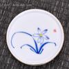 Posavasos de cerámica dorada pintado a mano, creativo portavasos de porcelana blanca dulce, juego de té con aislamiento térmico, accesorios para ceremonia del té de kung fu para el hogar