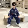 Conjunto de Sudadera a Rayas para Niños Primavera y Otoño Estilo Coreano Conjunto Deportivo Handsome de Dos Piezas Ropa para Bebés y Niños Pequeños Comercio Exterior