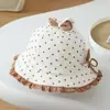 Bonito Sombrero de Pescador de Felpa con Lunares y Lazo de Encaje para Niñas, Sombrero para Bebé de 3 Años, Otoño Invierno