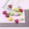 Cuentas acrílicas de colores con lunares y forma de corazón con agujeros verticales, materiales para dijes de bolsa, colgantes de collar y accesorios de joyería para DIY