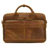 Maletín de Cuero Genuino para Hombre Bolso de Mano Vintage de Negocios Bolsa para Computadora de Viaje Bolso Multifuncional de Hombro Cruzado