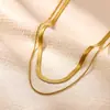 Cadena para Clavícula Doble Capa Cruzada Moda Sencilla Oro Real de 18K Cadena Plana Hueso de Serpiente Joyería para Comercio Exterior Collar Estilo Nuevo 2026