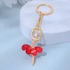 Chaveiro de menina bailarina com strass fofo Pingente de metal para bolsa de menina Presente para estudante Venda quente transfronteiriça