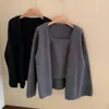 Conjunto de duas peças de tricô estilo coreano, cardigã e regata, com caimento suave e solto, nova coleção primavera/outono, um suéter estiloso e jovial