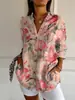 AliExpress Europa y Estados Unidos transfronterizo caliente para mujer camisa larga impresión 3D primavera verano otoño moda manga larga camisa estampado floral