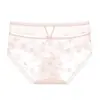 Calzones sexy de encaje hueco, malla semitransparente con moño, antibacterianos, entrepierna de algodón puro, bordes que no se enrollan, calzones para mujer
