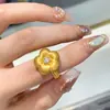 Anel Flor de Ameixa Escovado com Zircônia Estilo Xiaohongshu 2025 Douyin Novo Nicho Elegante Acessível Luxo Anel de Pistilo de Flor