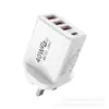 Cargador de Teléfono Móvil Modelo 3 Nuevo Transfronterizo USB+1PD Tipo-C con Múltiples Puertos USB, Estándar Europeo y Americano, Estándar Británico, Adaptador de Carga Rápida de Cuatro Puertos