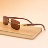 Gafas de sol de moda Hombres Sin Marco Patas de Madera Originales Gafas de tirachinas Hombres Modernas Marco Óptico de Madera Gafas de sol