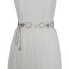 Cadena de cintura de metal para mujer, estilo vintage, informal, con flores decorativas y anillo para jeans.