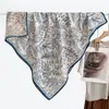 Bufanda cuadrada de terciopelo colorida de 90 cm con estampado floral para mujer para otoño e invierno, chal de playa para vacaciones de color contrastante por ambos lados, bufanda cálida