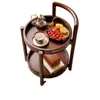 Mesa Lateral de Sofá de Madeira Maciça, Mesinha de Centro Pequena para Sala de Estar, Carrinho Móvel com Rodas, Mesa de Cabeceira, Estante de Armazenamento, Mesa Pequena