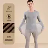 Ropa interior térmica ultradelgada para hombre, sin costuras, autocalentable, embellecedora de la piel, para otoño e invierno, camiseta base, ácido hialurónico, conjunto de ropa y pantalones de otoño