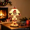 Lámpara de Escritorio Pequeña de Resina Pintada Retro Navideña Transfronteriza Lámpara de Escritorio de Papá Noel y Reno Adorno de Atmósfera de Escritorio