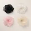 Estilo Doce e Gentil Borda Queimada Organza Rosa Grampo de Cabelo DIY Feito à Mão Acessórios de Cabelo Brincos Acessórios de Roupa Acessórios