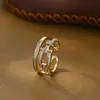 Anillo Abierto de Dos Tonos Electroplateado de Moda Estilo Coreano y Japonés para Mujer, Lujo Ligero, Gama Alta, Anillo Único y Elegante