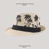 Sombrero de Paja de Coco de Hainan Sombrero de Copa Sombrero de Jazz Sombrero de Playa de Primavera y Verano Sombrero Protector Solar para Exterior Sombrero de Paja con Ala Enrollada Hombres