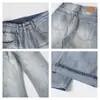 Calça Jeans Wide-Leg Desfiada Degradê para Homens, Novo Estilo Primavera, Calça Casual Reta Solta Rasgada Retro de Hong Kong para Mulheres, Tendência