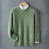 Baicai Rong Outono/Inverno Novo Suéter Masculino de Lã com Gola Redonda de Primeira Linha Pronto para Vestir Pulôver Engrossado Cor Sólida Camisa Base Jovem