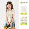 [100% Algodão] Camisetas Infantis da Dudu, Camisetas de Manga Curta de Verão para Meninas, Tops Estilosos para Meninas, Roupas Infantis