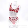 Artículo popular de comercio exterior: Lencería sexy estilo francés que hace que un busto grande parezca más pequeño, conjunto de sujetador de encaje floral ultradelgado para verano