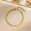 Pulsera de acero de titanio de cuerpo entero de venta caliente transfronteriza para mujer, temperamento de lujo ligero, coreana, galvanoplastia de oro real de 18K, venta al por mayor de joyería