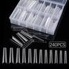Fabricantes de uñas pieza de arte para uñas alargada mezclilla 240 piezas transparente natural francesa plana mezclilla uña venta al por mayor