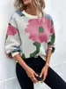 Suéter de punto de cuello redondo y manga larga de otoño e invierno europeo y americano transfronterizo, jersey casual de jacquard versátil de moda para mujer en Amazon
