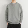 Suéter de gola alta Henry espesso de alta qualidade para homens, novo estilo outono e inverno 2026, gola com botões, malha de base para homens