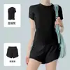Nueva Camiseta de Manga Corta Elástica con Cuello Redondo para Mujer, Ropa de Secado Rápido para Entrenamiento de Fitness, Moldeadora de Cintura, Secado Rápido, Transpirable para Correr, Conjunto