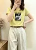 Fornecimento direto de camisetas de algodão canelado de 220g para mulheres da fábrica de origem, tops de manga curta slim fit para o verão, Treze Linhas de Guangzhou