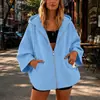 Jaqueta com capuz e zíper casual confortável de cor sólida e manga de nove quartos, nova para outono e inverno, transfronteiriça europeia e americana Amazon, para mulheres
