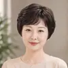 Peluca de cabeza completa para mujer, hecha de cabello humano real, adecuada para madres de mediana edad y mayores, cubre naturalmente el cabello blanco, peluca de cabello real, cabello corto liso