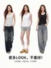 Camiseta Chaleco de Algodón Copo de Nieve con Cuello en U para Mujer, Verano, Corte Holgado, Adelgazante, Transpirable, Versátil para el Trabajo y el Hogar, Top Estilo Perezoso