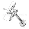 Pendientes de Titanio F136 Luna Rayo Incrustados Pendientes de Zircón 5A Aleación de Titanio G23 Joyería para Perforación Corporal Labios Uñas