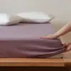 Sábana bajera de algodón 100% cepillado, 60 hilos, para otoño e invierno, algodón de fibra larga de lujo ligero, color liso, algodón puro para dormitorio, sábana simple engrosada