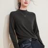 Capa Base Negra de Cuello Alto para Mujer con Acabado de Alta Gama, Tejido de Punto Otoño e Invierno, Ropa para Mujer Tallas Grandes, Nuevo Top de Lana Merino 2026