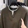 Suéter de Malha Masculino Outono e Inverno Novo Gola Redonda Moda Solto Versátil Camada Base Suéter Falso Duas Peças Pulôver Roupa Externa