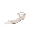 Sandalias de Cuña Pequeña de Piel de Vaca Cómodas de Tacón Medio con Punta Abierta y Hebilla de Cuero, Combinables, para Verano 2024